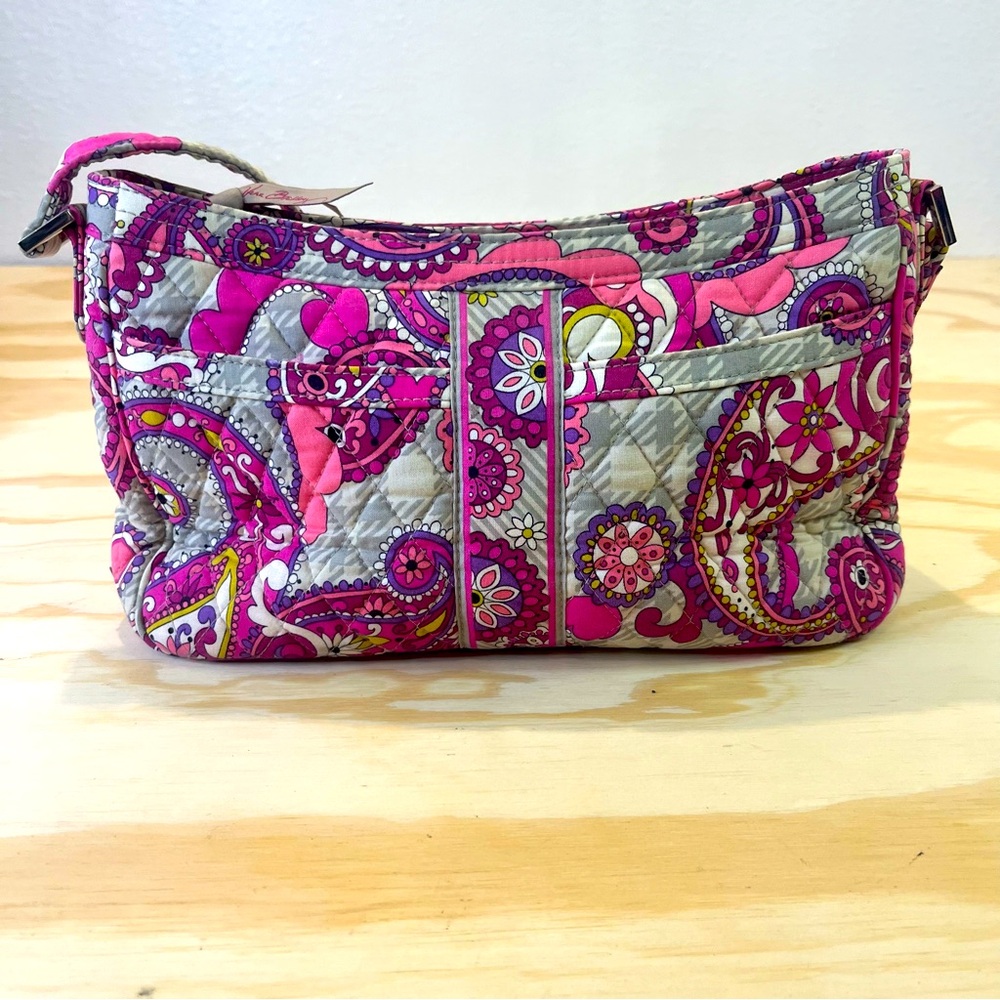 Vera Bradley Pink & Magenta Paisley Quilted Handbag W/Double Exterior Pockets